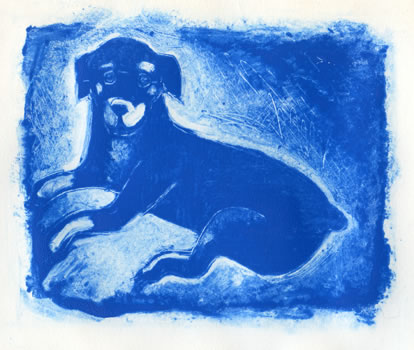 monotype of my dog, little Grrrrl