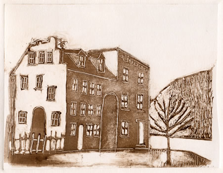 monotype of the Lee House in Downtown Maysville KY