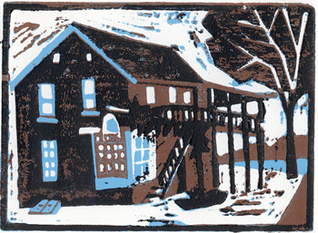 The Beehive Tavern - Woodcut of Augusta's Landmark Restaurant, The Beehive Tavern