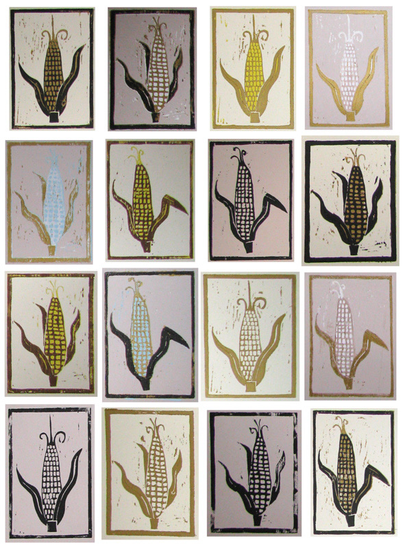 Everyone Is Unique, Just Like Everyone Else-Reduction Woodcut Of Corn Ears
