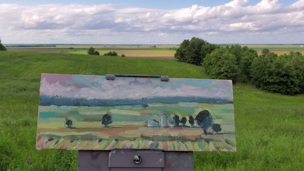 plein air painting of the flat lands near pigot arkansas