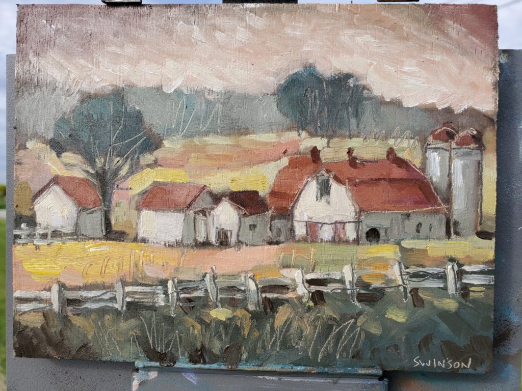 plein air painting of farm scene in flemming county kentucky