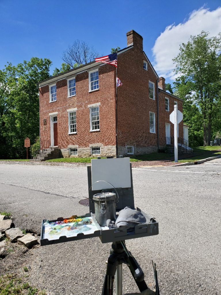 plein air setup of grant's home in georgetown ohio