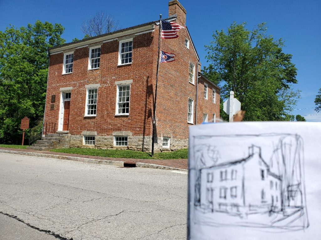 plein air sketch of grants home in georgetown ohio