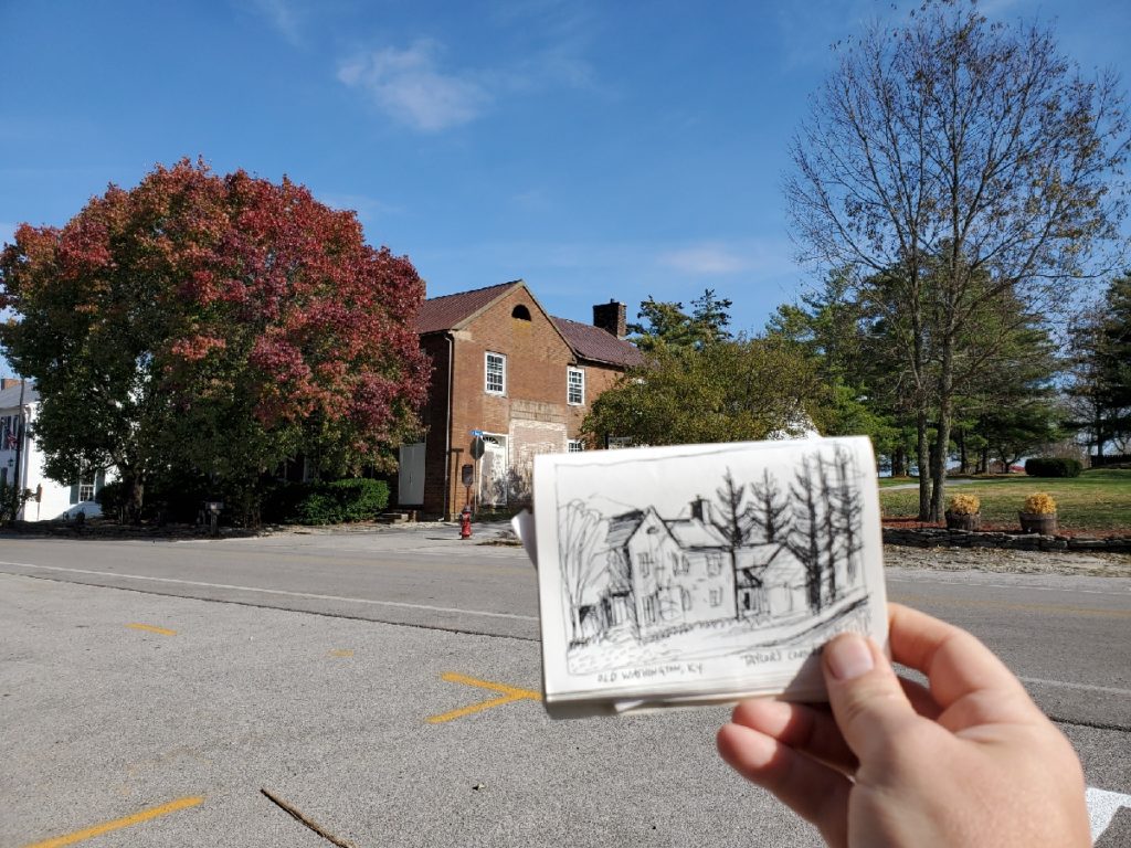 sketch of Taylor's corner in Old Washington, Kentucky