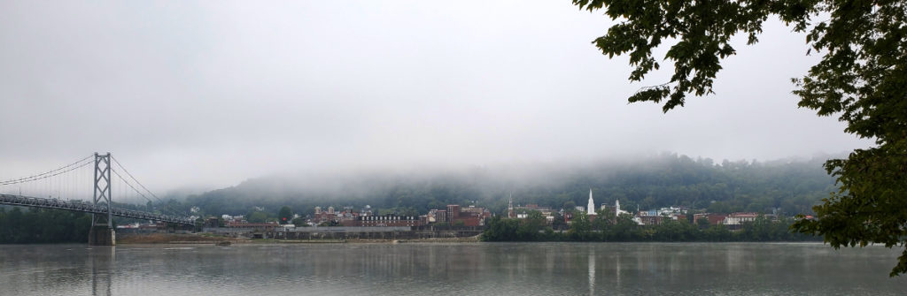 foggy river view of Maysville Kentucky from Aberdeen park in Ohio