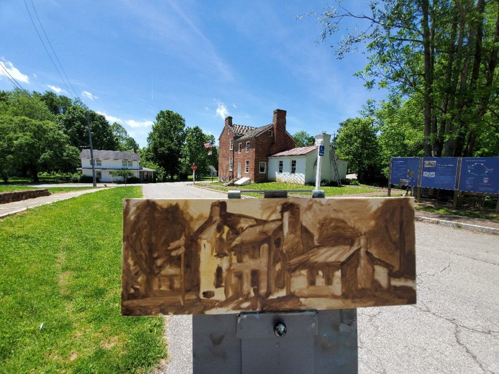 plein air underpainting of grants home in georgetown ohio