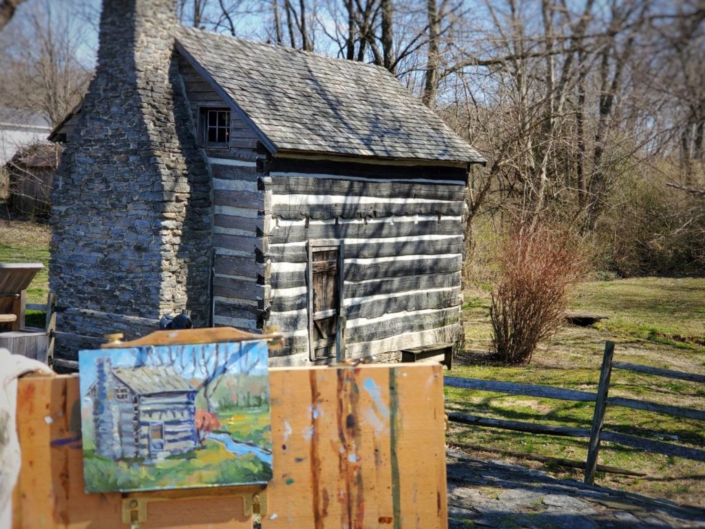 plein air painting of meffords fort in old washington kentucky by artist ken swinson