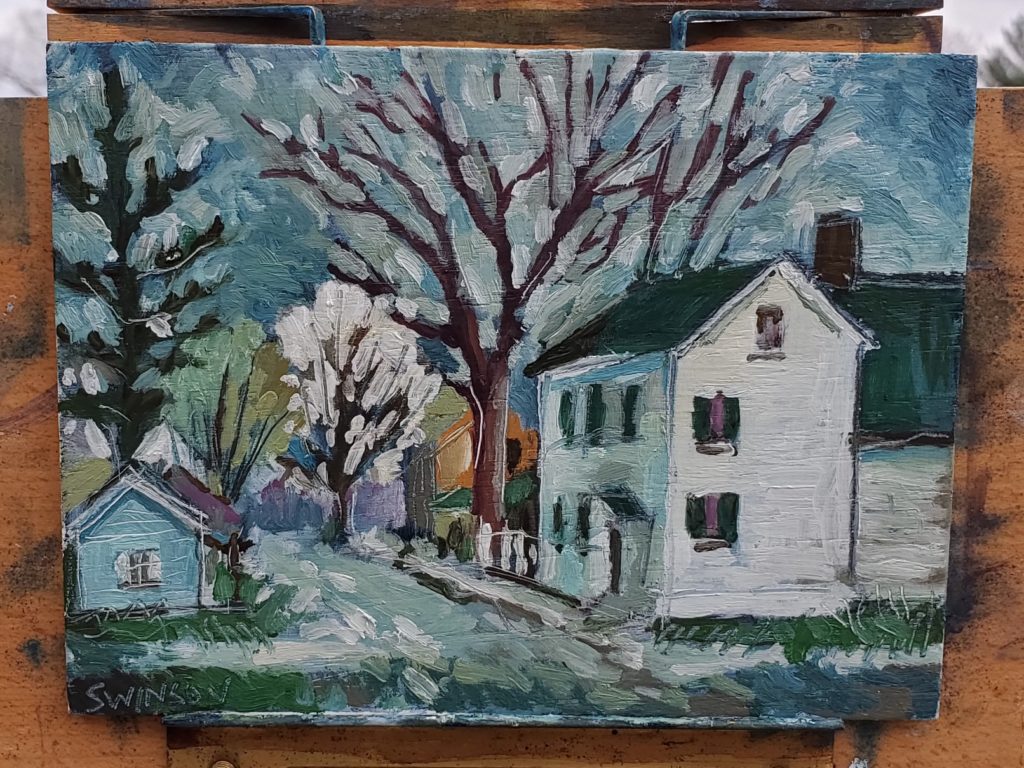 plein air painting of the paxton inn in old washington kentucky by artist ken swinson