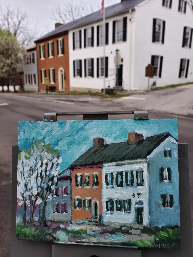 painting of the paxton inn in old washington kentucky by artist ken swinson