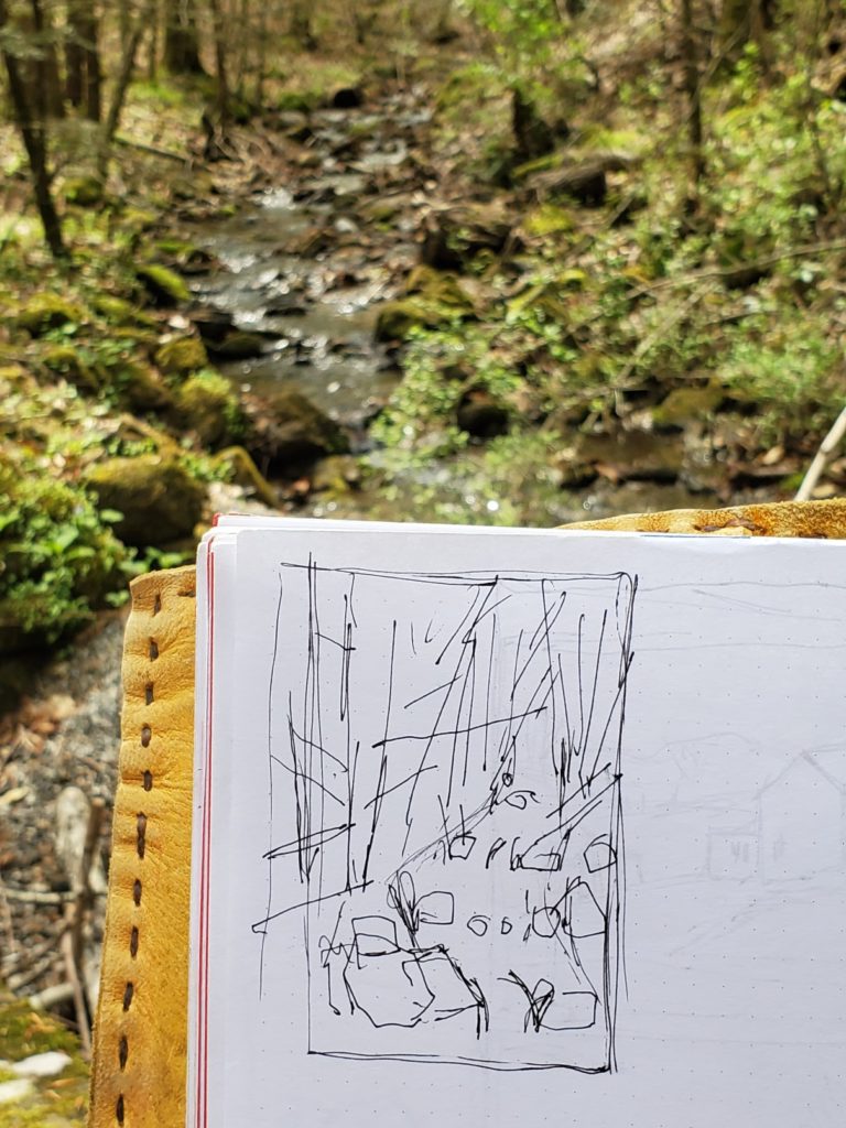 sketch of creek at the pine mountain state park in kentucky