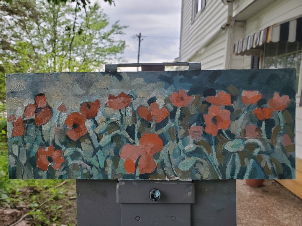 plein air painting of poppies by artist ken swinson