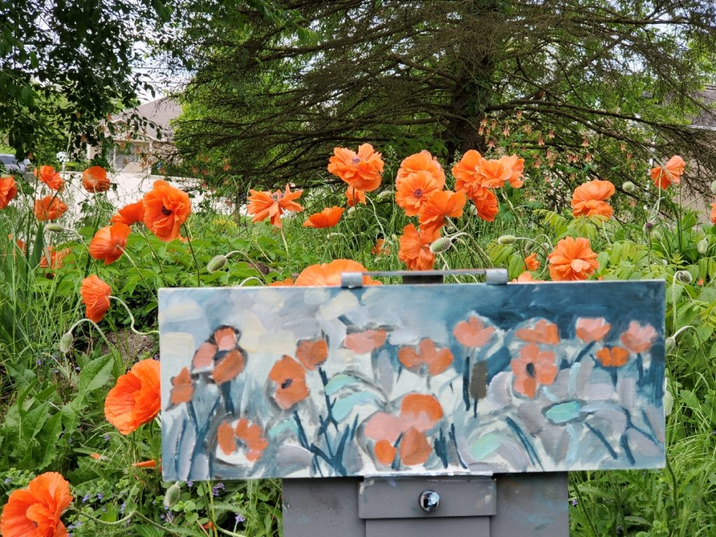 plein air painting of poppies by artist ken swinson