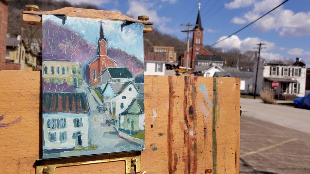 plein air painting of ripley ohio by artist ken swinson