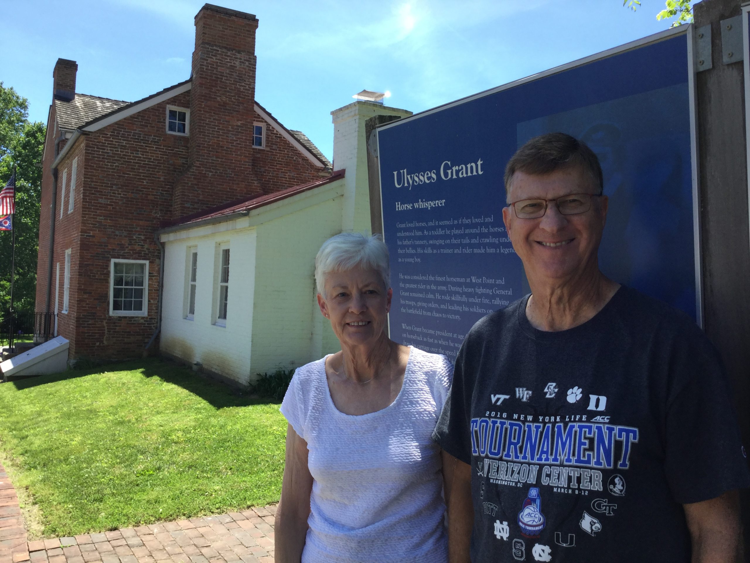 two visitors from out of town visiting the grant home in georgetown ohio