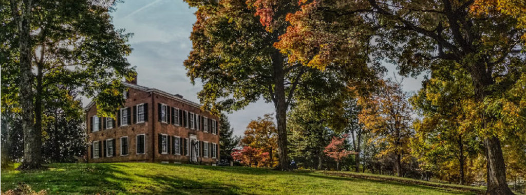 panoramic and colorful photo of my old kentucky home in bardstown kentucky during autumn