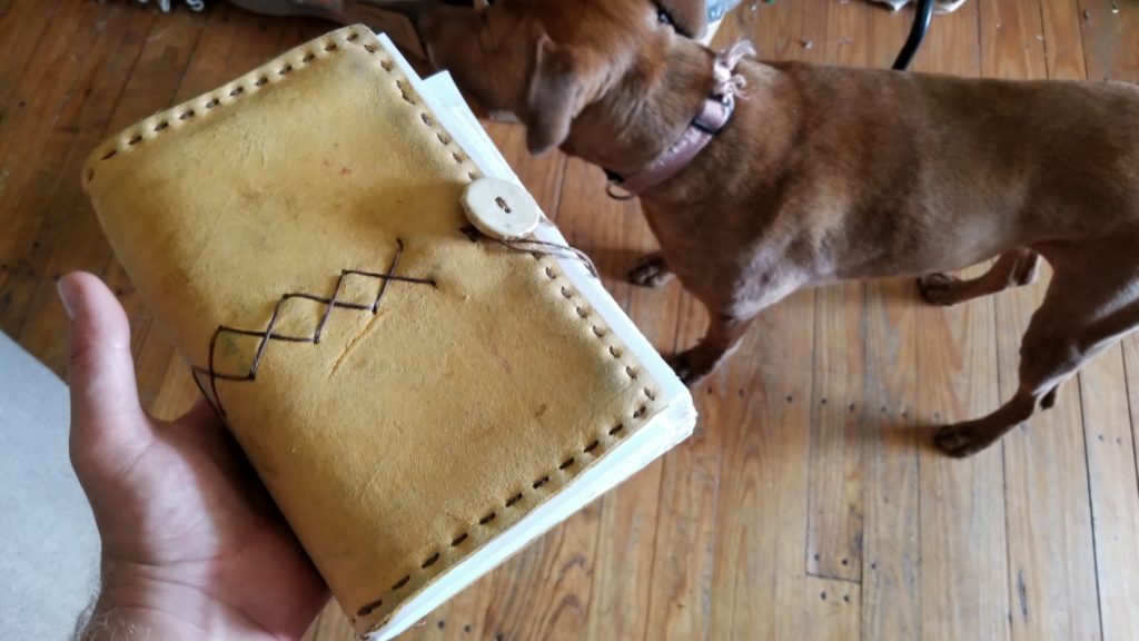 handmade leather journal by Mea Dewers in Augusta Kentukcy