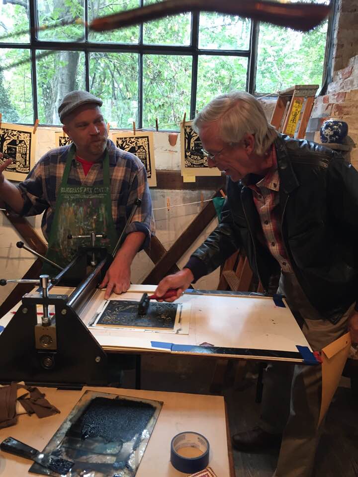 artist printmaking at the harlan hubbard studio in ft thomas kentucky