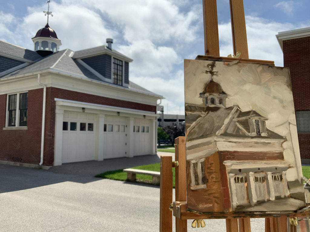 oil painting of grant woods studio in Cedar Rapids Iowa