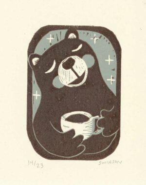 Coffee Bear- Reduction Woodcut