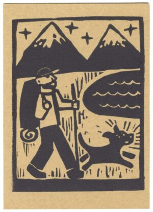 Hiking Buddy - Linocut Notecard